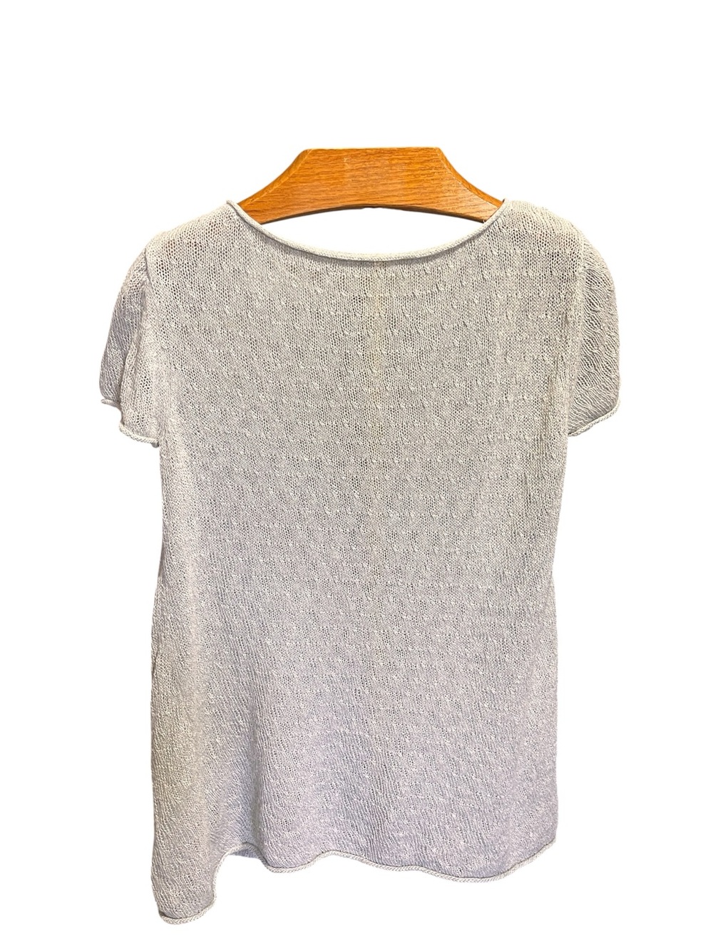 Eileen Fisher 100% Linen Silver Short-Sleeve Loose-Knit Tunic Small - Picture 5 of 9